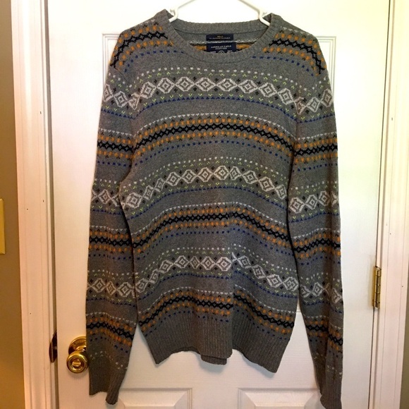 Men’s Fair Isle knit sweater, sz L, pull on, casual, ski, preppy, boho. - Picture 1 of 7